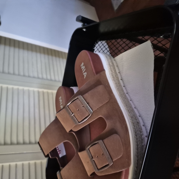 MIA Brown Suede Buckle Sandals - Picture 5 of 7